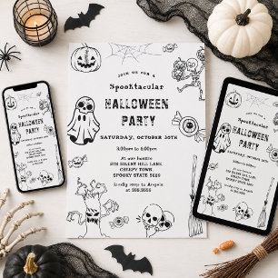 Invitation Fête d'Halloween Spooktacular Noir