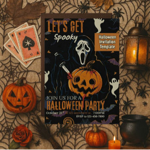 Invitation Fête d'Halloween Spooky Let's Get
