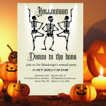 Fête d'Halloween squelette noir dansant drôle