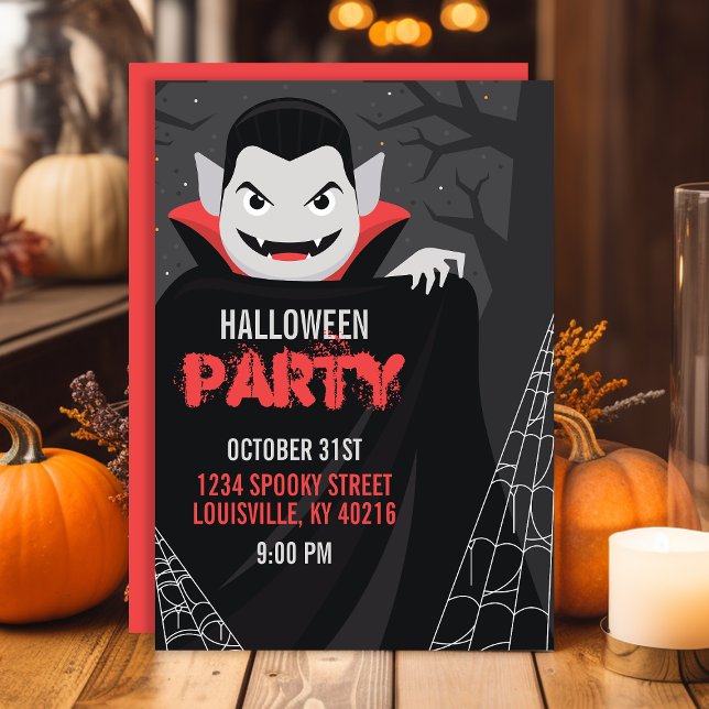 Invitation Fête d'Halloween terrifiante Dracula Vampire (Créateur téléchargé)