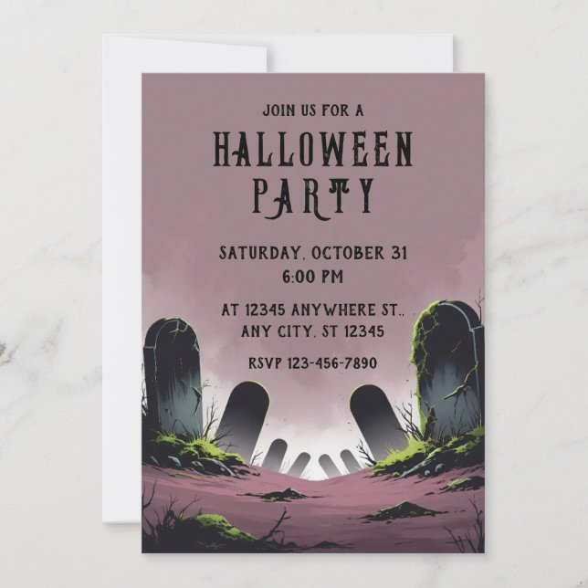 Invitation Fête d'Halloween Tombstones (Devant)