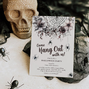Invitation Fête d'Halloween Venez Traîner avec des Araignées