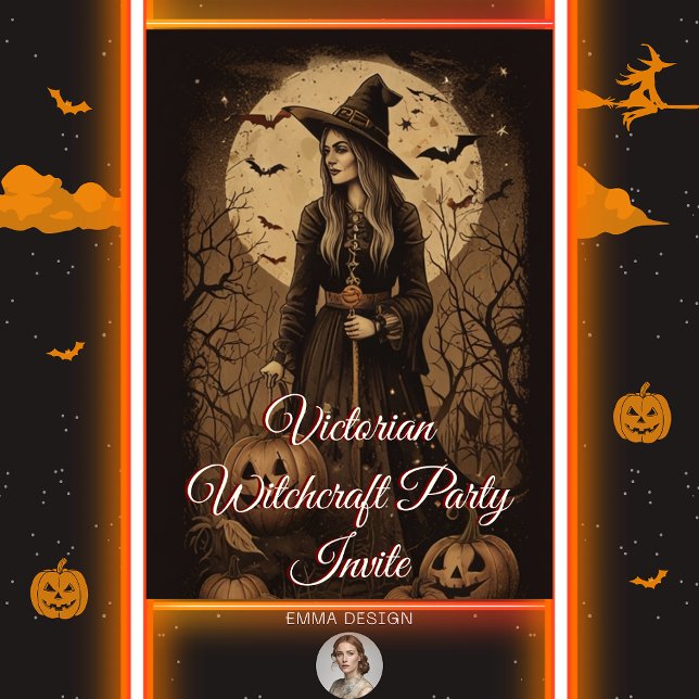 Invitation Fête d'Halloween Victorale vintage (Créateur téléchargé)