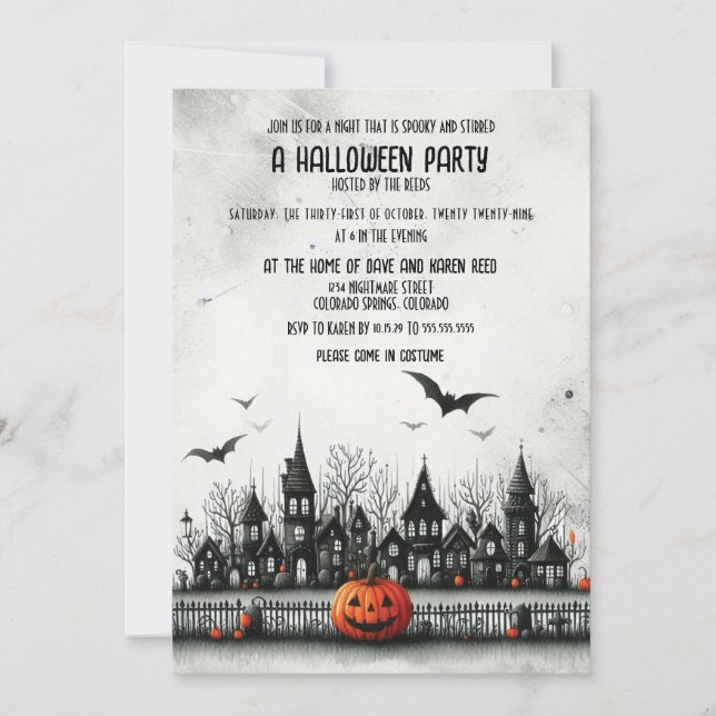 Invitation Fête d'Halloween Village (Devant)
