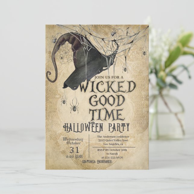 Invitation Fête d'Halloween Vintage pour adultes (Debout devant)