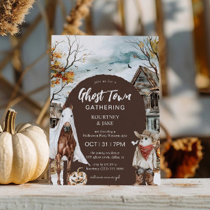 Invitation Fête d'Halloween Western de la ville fantôme
