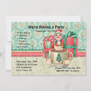 Invitation Fête d'hiver Cocoa Penguin
