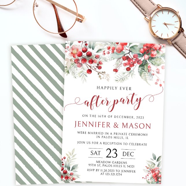 Invitation Fête d'hiver Noël heureux toujours après mariage (Créateur téléchargé)