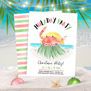 Invitation Fête d'Huladay Crabe Noël Tropical Hawaïen