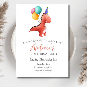 Invitation fête dinosaures jurassique garçons troi