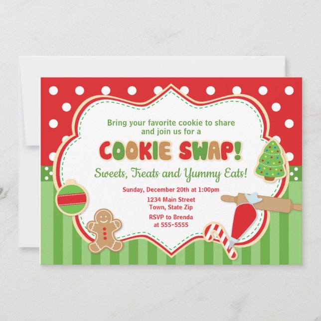 Invitation Fête d'invitation de Noël Cookie Swap (Devant)