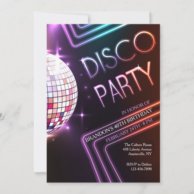 Invitation Fête Disco (Devant)
