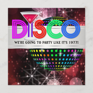 Invitation Fête disco boule à facettes Martini