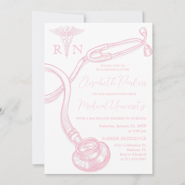 Invitation Fête d'obtention du diplôme de l'école de soins in (Devant)