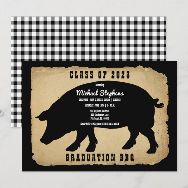 Invitation Fête d'obtention du diplôme de tourbière rustique  (Devant / Derrière)