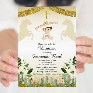 Invitation Fête d'or Garçon Baptême Christening