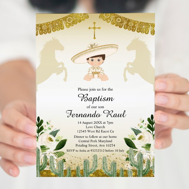 Invitation Fête d'or Garçon Baptême Christening (Créateur téléchargé)