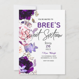 Invitation Fête douce 16 ans Fleur de lilas pourpre Rose rose
