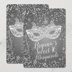 Invitation Fête Douce 16 Mascarade Hivernale Merveilleux Arge