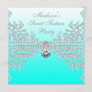 Invitation Fête douce 16 Teal Blue Ombre