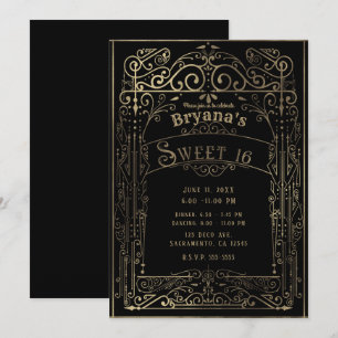 Invitation Fête Douze Ans Décoration Vintage Victorienne Noir