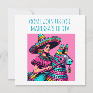 Invitation Fête Drôle et Colorée Fiesta Pinata Art Pop
