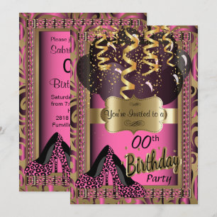 Invitation Fête du 00e anniversaire   Leopard à talons hauts 