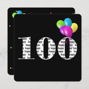 Invitation Fête du 100e anniversaire avec bouquet de ballons