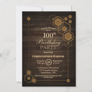 Invitation Fête du 100e anniversaire du bois géométrique mode