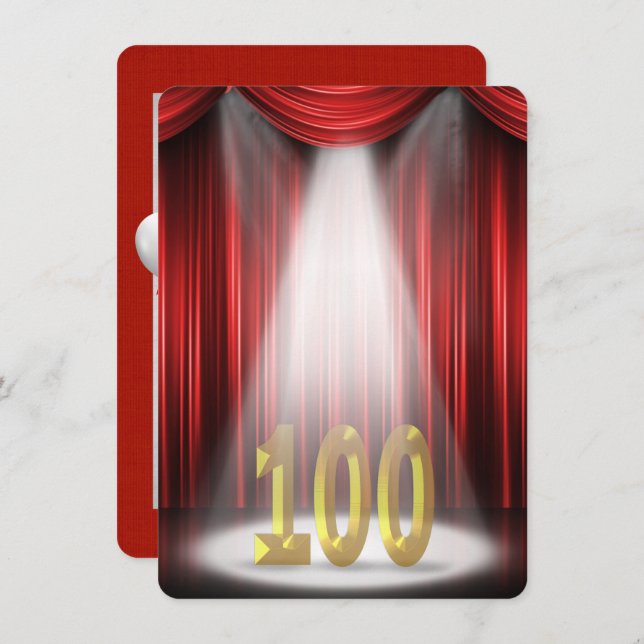 Invitation Fête du 100e anniversaire sous les projecteurs (Devant / Derrière)
