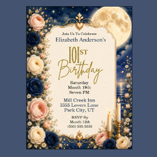 Invitation Fête du 101e anniversaire de Pretty Moonlit Water