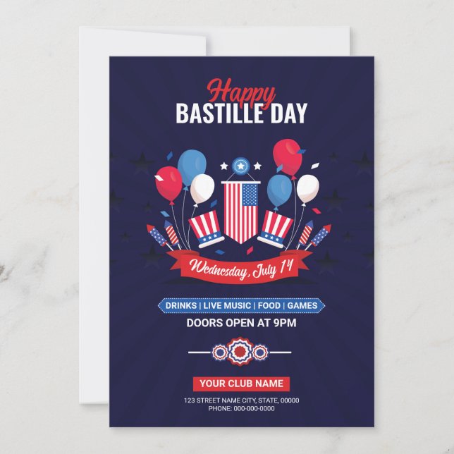Invitation Fête du 14 juillet Circulaire d'invitation (Devant)