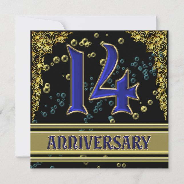 Invitation Fête du 14e anniversaire de Black and Gold (Devant)