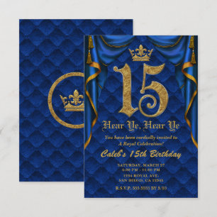Invitation Fête du 15e anniversaire 15 ans Couronne royale bl