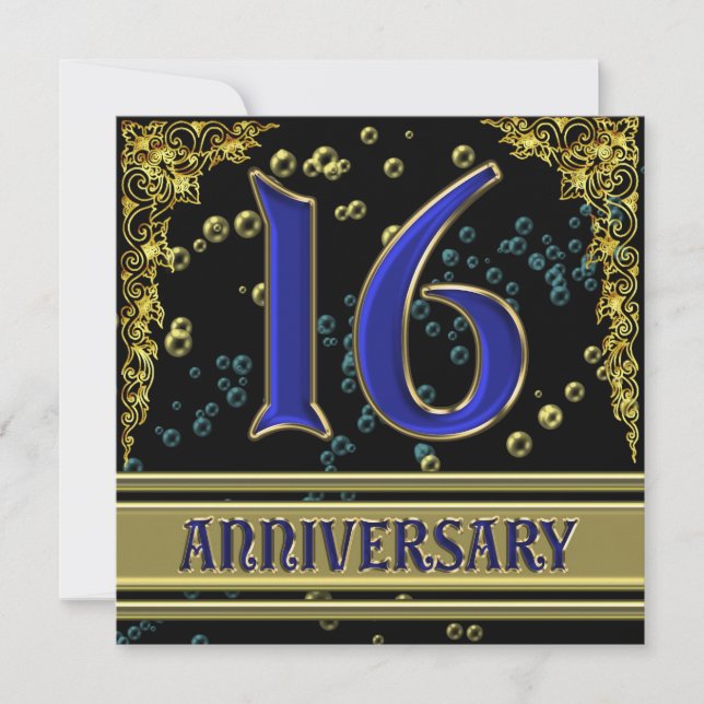 Invitation Fête du 16e anniversaire de Black and Gold (Devant)