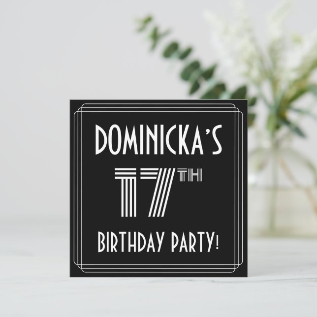 Invitation Fête du 17ème anniversaire : Art Déco Style avec N (Debout devant)