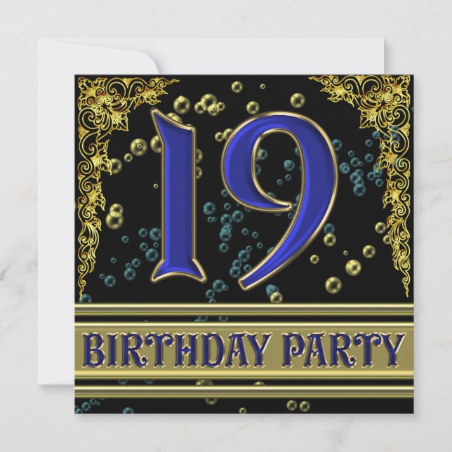 Invitation Fête du 19e anniversaire de Black and Gold (Devant)
