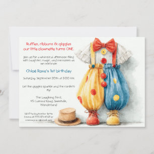 Invitation Fête du 1er anniversaire de Clownette Couture