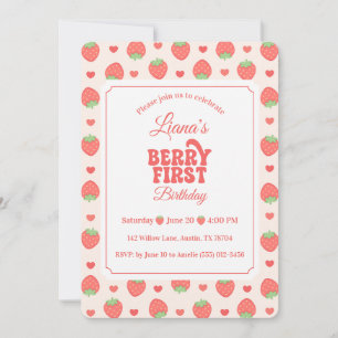 Invitation Fête du 1er anniversaire de Strawberry Berry First