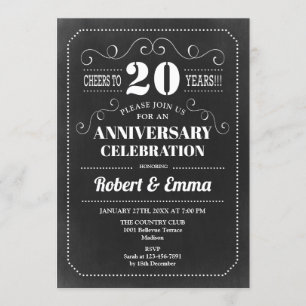 Invitation Fête du 20e anniversaire de mariage - Tableau noir