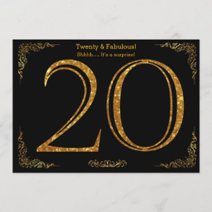 Invitation fête du 20e anniversaire, styl Gatsby, parties sci