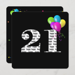 Invitation Fête du 21e anniversaire avec bouquet de ballons