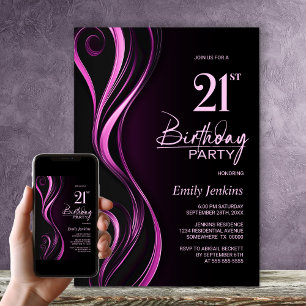 Invitation Fête du 21e anniversaire de Black Pink moderne