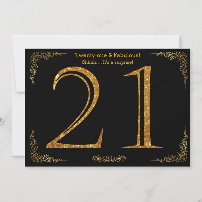 Invitation Fête du 21e anniversaire,Styl Gatsby,parties scint (Devant)