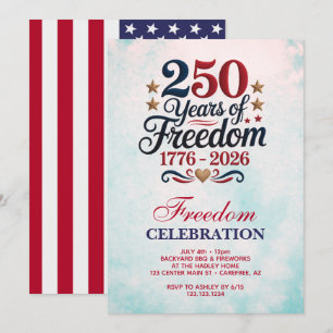 Invitation Fête du 250e anniversaire de l'Amérique