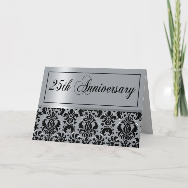 Invitation Fête du 25e anniversaire (Chaucer/argent noir) (Devant)