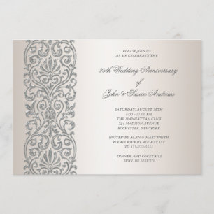 Invitation Fête du 25e anniversaire de mariage Pearl Silver B