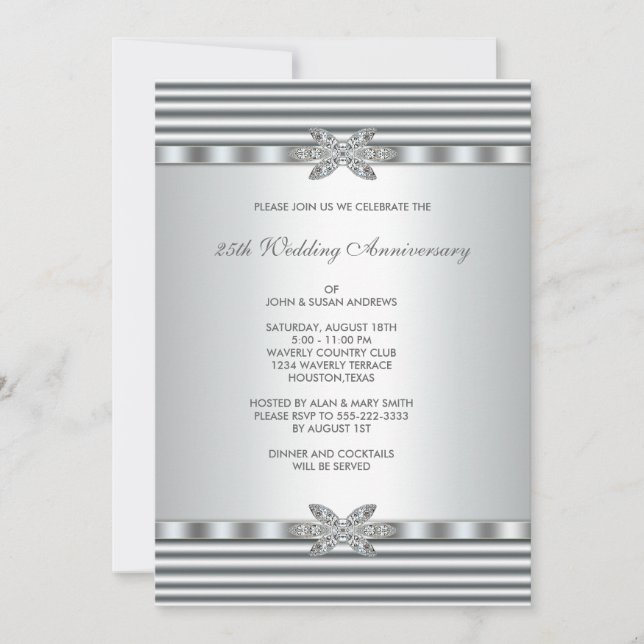 Invitation Fête du 25e anniversaire de Silver Diamond (Devant)