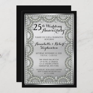 Invitation Fête du 25e anniversaire du Mariage Argent et Diam