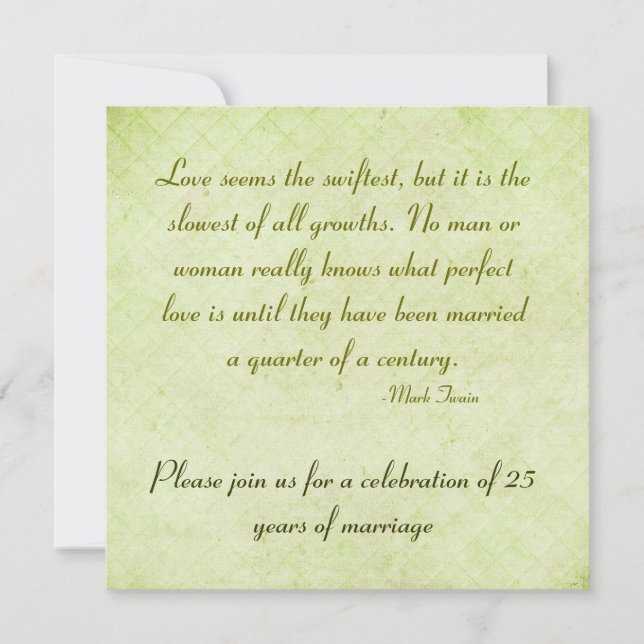 Invitation Fête du 25e anniversaire - Mark Twain Citation (Devant)